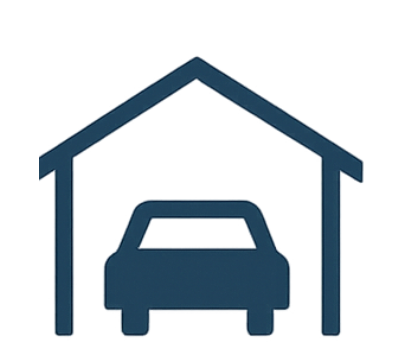 Icon of a car under a steel carport structure